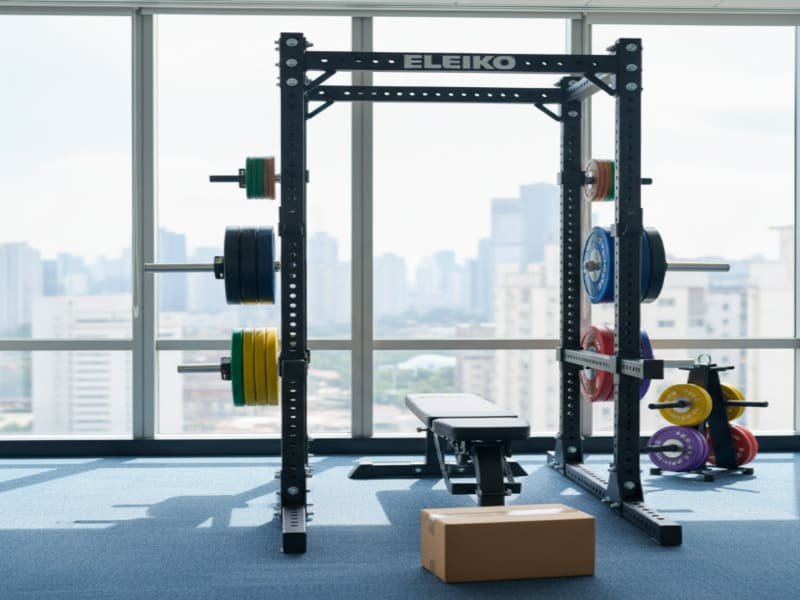 Close-up van in elkaar grijpende rubberen tegels met hoge dichtheid voor stabiele sportschoolvloeren